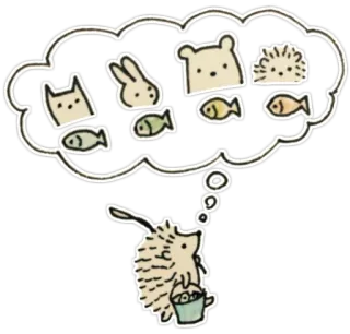 🐟 hedgehog, animal, cat, rabbit, bear, fish, dream telegram sticker