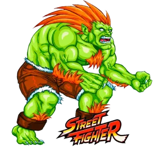 ️ Blanka Street Fighter STREET FIGHTER Videospiel, Kampfspiel, Grünes Monster, Blanka, Street Fighter telegram sticker