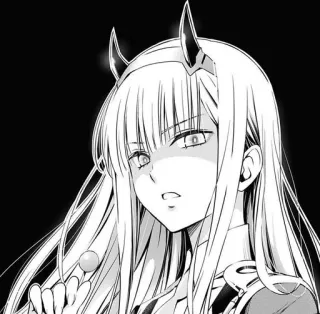 😖 Zero Two Darling in the Franxx Anime, Manga, Zero Two, Darling in the Franxx, Corna, Ragazza telegram sticker