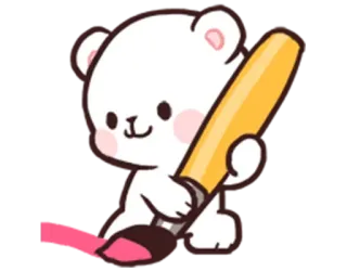 🖋 schattig, beer, cartoon, tekening, roze whatsapp sticker