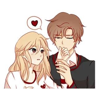 😻 coppia, amore, romantico, anime, cuore, cartone animato telegram sticker