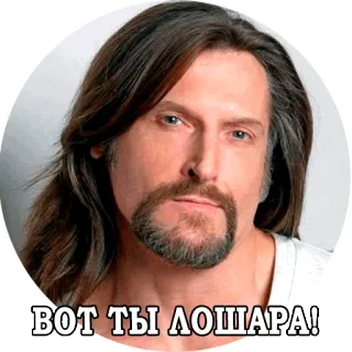 😵 ВОТ ТЫ ЛОШАРА! insulto, ruso, hombre, retrato whatsapp sticker