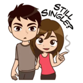 😶 STILL SINGLE? couple, single, cartoon, love, relationship, friendship telegram sticker