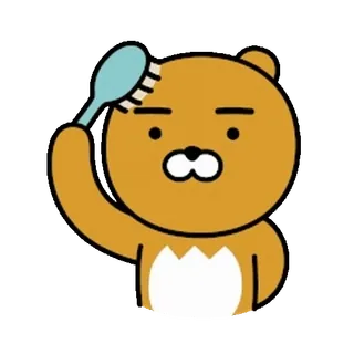 💬 Ryan หมี, การ์ตูน, ไรอัน, แปรงผม, สัตว์ telegram sticker