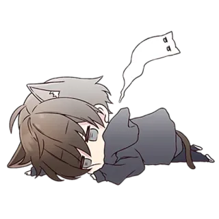 😒 Аниме, Мультфильм, Кот, Милый, Ушки, Чиби, Цифровое искусство telegram sticker