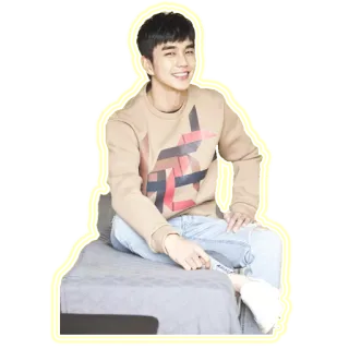 😁 man, sitting, smiling, casual wear, sticker telegram sticker