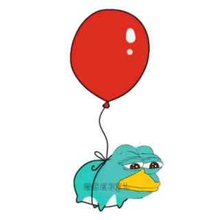 🐸 Pepe the Frog meme, frog, balloon, cartoon telegram sticker