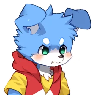 😠 兽人, 狗, 卡通, 动物, 可爱, 卡哇伊, 蓝色 telegram sticker