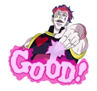 👍 Hisoka Hunter x Hunter GOOD! anime, Hisoka, Hunter x Hunter, sticker, manga, character telegram sticker