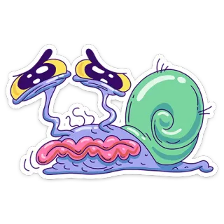 😞 escargot, dessin animé, animal, mignon, autocollant, drôle, yeux telegram sticker