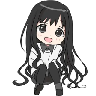 😀 Anime Mädchen, Chibi, Süß, Cartoon, Manga, Schwarze Haare telegram sticker
