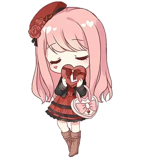 😌 Anime, Chibi, Kawaii, Carino, Ragazza, Cuore, Amore, San Valentino telegram sticker