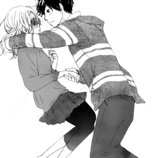 ☺️ Anime, Mangá, Romance, Casal, Amor, Abraço, Desenho animado whatsapp sticker