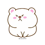 😩 くま, かわいい, 動物, 漫画, 白, 悲しい telegram sticker