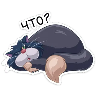 ❓ ЧТО? chat, dormir, russe, texte, sticker, animal, dessin animé telegram sticker