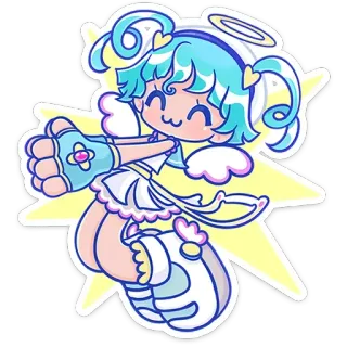 😇 Anime, Chibi, Lindo, Ángel, Kawaii, Personaje, Pegatina, Arte digital telegram sticker
