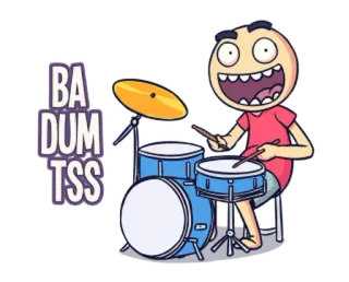 🔊 BA DUM TSS bateria, baterista, ba dum tss, piada, quadrinhos, desenho animado telegram sticker