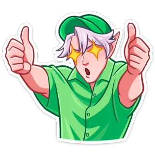 ⏺ elfo, fantasía, dibujos animados, pegatina, pulgar arriba, positivo telegram sticker