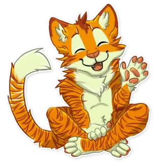 👋 chat, autocollant, animal, dessin animé, mignon, amical, orange, animal de compagnie whatsapp sticker