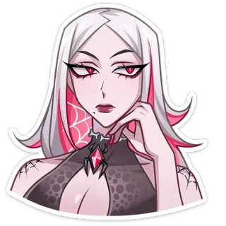 😕 женщина, вампир, готика, аниме, мультфильм, паутина, персонаж whatsapp sticker
