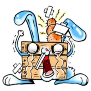🤕 การ์ตูนรุนแรง, กระต่ายในสต็อก, ความเจ็บปวด, การ์ตูน telegram sticker