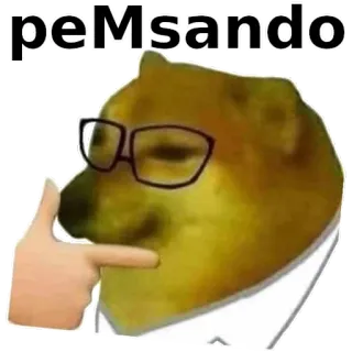 🤔 Doge peMsando doge, meme, pensare, cane, occhiali telegram sticker