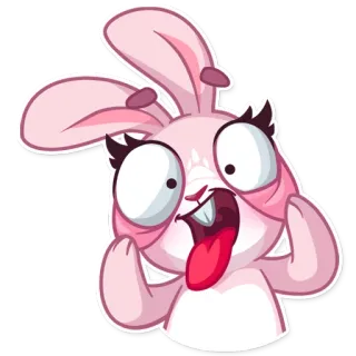 😛 conejo, dibujo, gracioso, sticker, loco, tonto telegram sticker