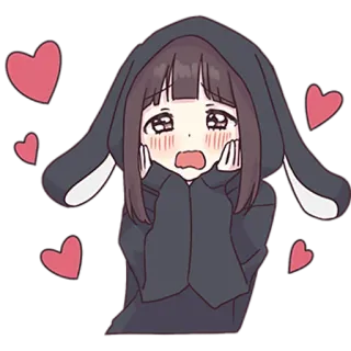 ❤️ Anime Mädchen, niedlich, kawaii, Herzen, Cartoon, Sticker whatsapp sticker