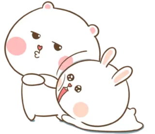🐽 Kreskówka, Niedźwiedź, Królik, Słodkie, Kawaii, Zwierzę, Naklejka telegram sticker