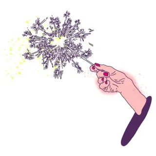 🪄 dandelion, tangan, bunga, kembang api, alam, seni telegram sticker