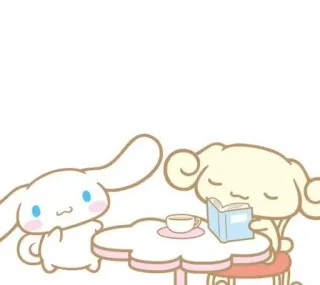 🌟 Cinnamoroll Cinnamoroll, süß, kawaii, Sanrio, Hund, lesen, Tee telegram sticker
