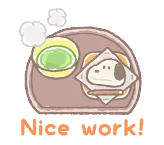 🍵 Snoopy Nice work! 史努比, 三明治, 卡通, 可爱, 食物 whatsapp sticker