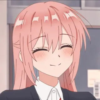 📎 Anime, Mädchen, niedlich, rosa Haare, lächelnd, Schuluniform telegram sticker