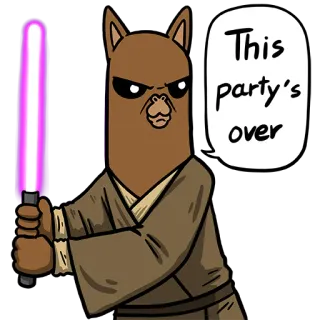 😈 Star Wars This party's over llama, star wars, lightsaber, party, violence, fantasy, weapon telegram sticker