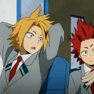⚡️ Denki Kaminari, Eijiro Kirishima My Hero Academia Anime, Manga, Dibujos animados, My Hero Academia, Denki Kaminari, Eijiro Kirishima, Amigos whatsapp sticker