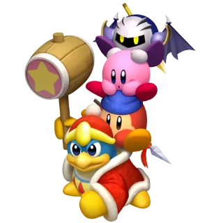 👨‍👩‍👧‍👦 Kirby gra wideo, nintendo, kirby, król dedede, meta knight telegram sticker