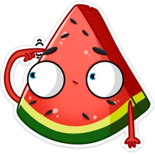 🤔 anguria, frutta, cartone animato, adesivo, carino, cibo whatsapp sticker