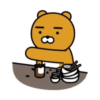 👍 Ryan Ryan, Kakao Friends, oso, café, bebida, lindo whatsapp sticker