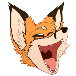 😮 rubah, antropomorfik, binatang, kartun, tertawa telegram sticker