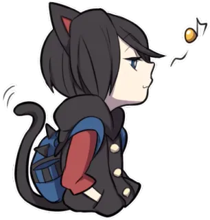 🐒 Katze, Anime, Sticker, Cartoon, Rucksack, Chibi telegram sticker