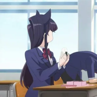 🐱 Komi Shouko Komi Can't Communicate 애니메이션, 고양이 귀, 코미 양은 커뮤증입니다, 교복, 코미 쇼코, 학생, 귀여운, 만화 telegram sticker
