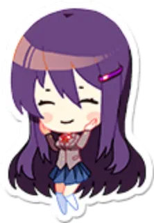 🔪 Yuri Doki Doki Literature Club! Yuri, Doki Doki Literature Club !, Anime, Sticker, Chibi telegram sticker