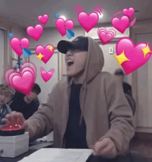 💛 coeurs, amour, joie, excitation, réaction, K-pop, coréen, célébration telegram sticker