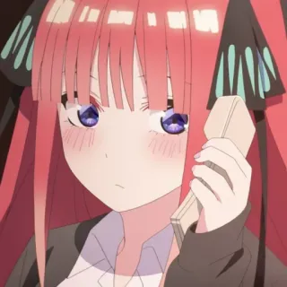 📱 Nino Nakano The Quintessential Quintuplets Animé, Fille, Cheveux roses, Nino, Nakano, Téléphone telegram sticker