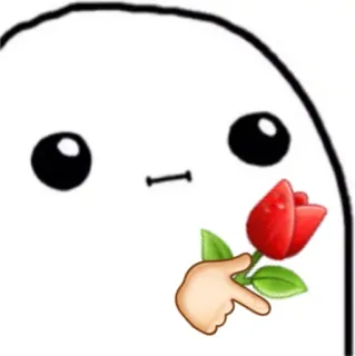 😐 цветок, эмодзи, милый, мультфильм, рука, роза whatsapp sticker