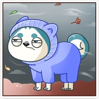 😫 hond, husky, cartoon, dier, huisdier, schattig, sticker telegram sticker