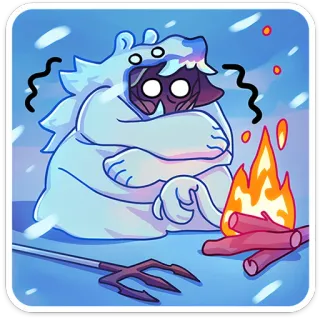 😅 frío, fuego, invierno, nieve, criatura, dibujos animados telegram sticker