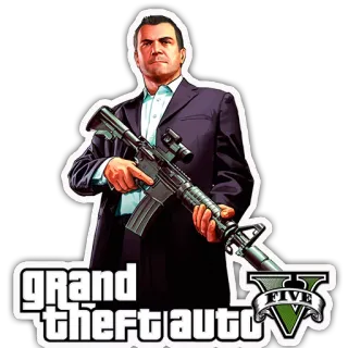 ️ Michael De Santa Grand Theft Auto V gta, gun, crime, game, character telegram sticker