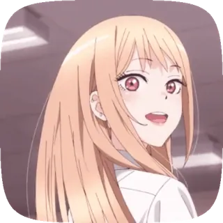 ๐ Marin Kitagawa My Dress-Up Darling Anime, Ragazza, Carina, Ritratto, Capelli biondi, Marin Kitagawa, My Dress-Up Darling telegram sticker