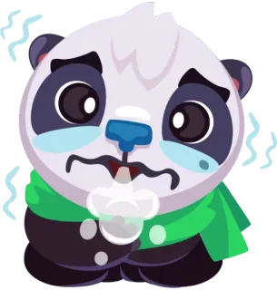 ❄ Панда, Мультфильм, Грустный, Холодно, Плачет, Эмодзи, Стикер telegram sticker